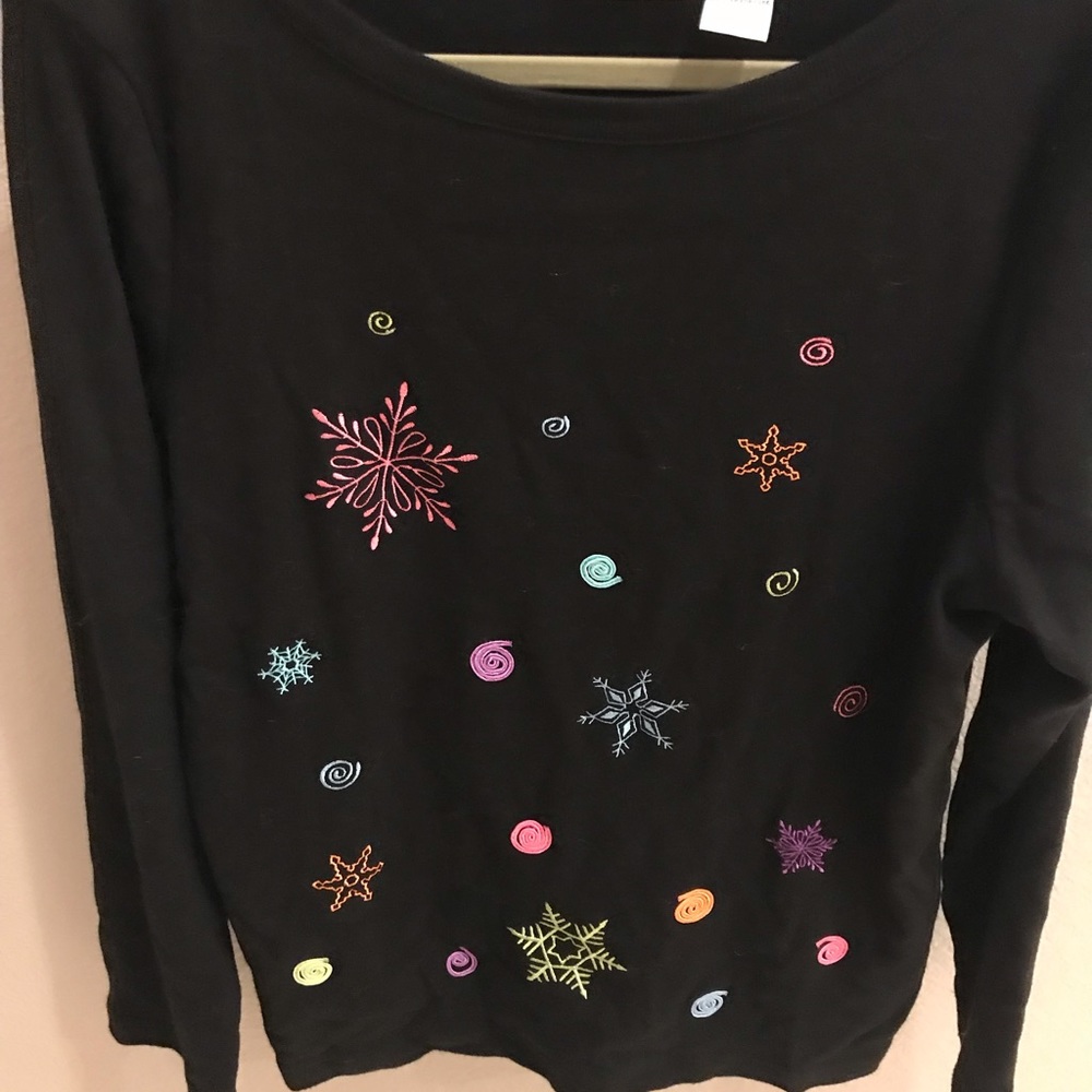 Holiday Snowflakes Top Sz Lg
